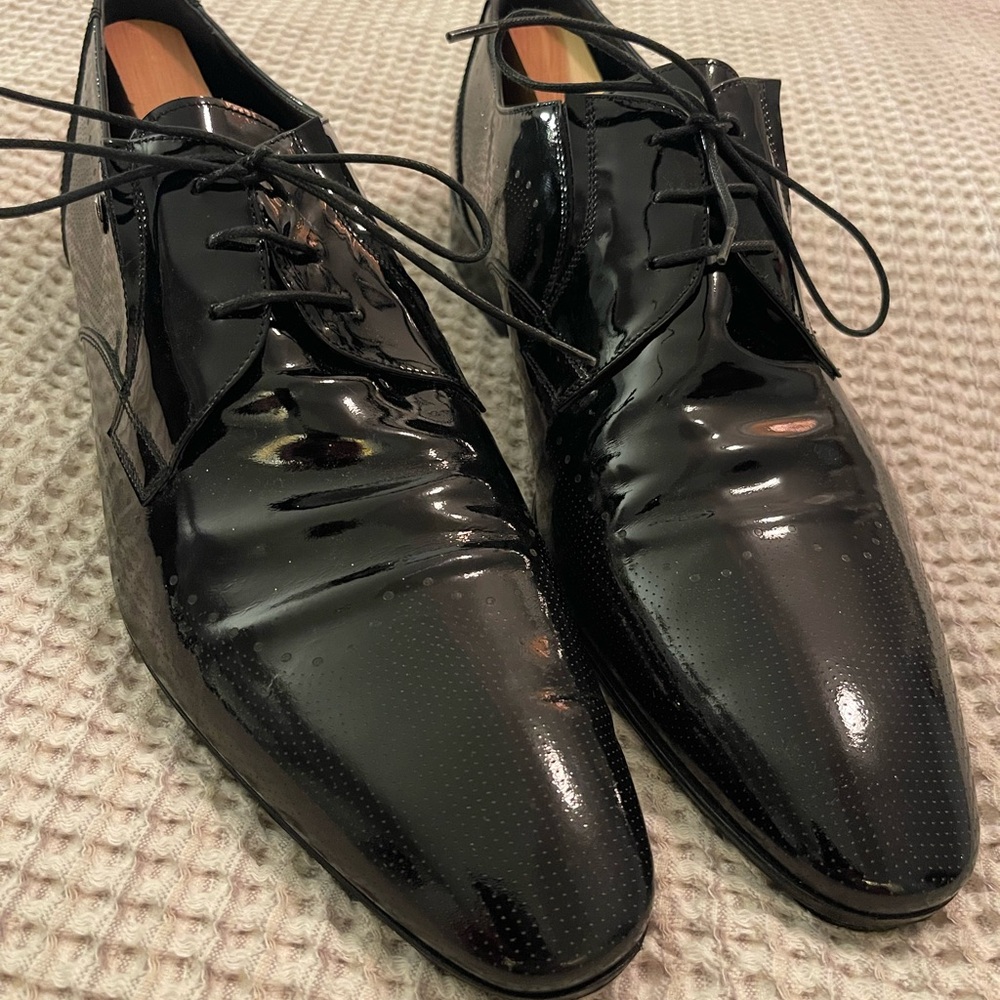 Giovanni Conti Italian Patent Leather Black Shoes